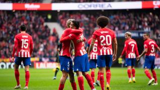 Los jugadores del Atlético celebran el triunfo