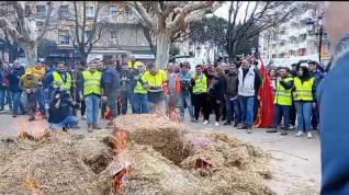 Protesta de los agricultores en Huesca
