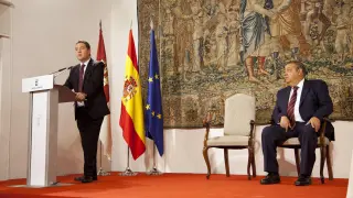 García-Page, en el acto donde se ha rubricado su acuerdo con Podemos