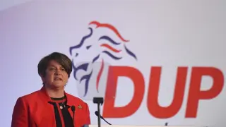 Arlene Foster,  líder del Partido Democrático Unionista (DUP) de Irlanda del Norte.