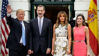 19 DE JUNIO. Reunión de los reyes don Felipe y doña Letizia con el presidente de los EE.UU. Donald Trump y su esposa Melania, durante un viaje oficial de los monarcas a Estados Unidos