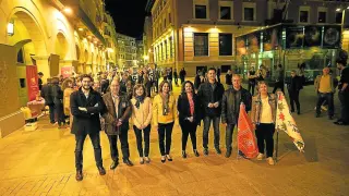 De izquierda a derecha, los candidatos a la alcaldía por Vox PAR, CHA, PP, Ganar, Cs, PSOE y Espacio Municipalista.