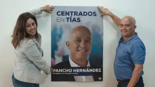 El cartel electoral del PP de Tías.