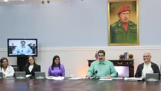 Nicolás Maduro durante la reunión en el Palacio Presidencial, en Carcas.