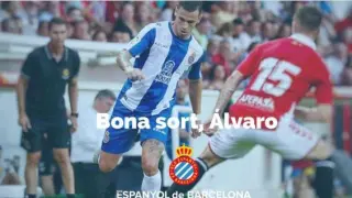 Imagen con la que el RCD Espanyol de Barcelona despide a Álvaro Vázquez en su página web.