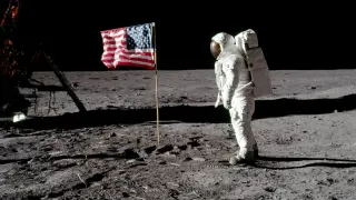FILE PHOTO: Astronaut Buzz Aldrin, lunar module pilot for Apollo 11, poses for a photograph besides the deployed United States flag during an extravehicular activity (EVA) on the moon, July 20, 1969. The lunar module (LM) is on the left, and the footprints of the astronauts are visible in the soil. Neil Armstrong/NASA/Handout via REUTERS/File Photo   ATTENTION EDITORS - THIS IMAGE HAS BEEN SUPPLIED BY A THIRD PARTY     TPX IMAGES OF THE DAY    PLEASE SEARCH "50TH ANNIVERSARY OF THE MOON LANDING" FOR ALL PICTURES [[[REUTERS VOCENTO]]] SPACE-EXPLORATION/