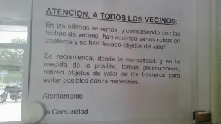 Aviso por los robos que se cometen en algunas zonas de Valdespartera