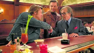 Brad Pitt, Leonardo DiCaprio y Al Pacino, protagonistas de la película ‘Érase una vez en... Hollywood’, de Tarantino.