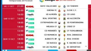 Horarios y fechas de la 11ª jornada, que llevará al Real Zaragoza a Soria para jugar ante el Numancia el domingo 13 de octubre a las 16.00.
