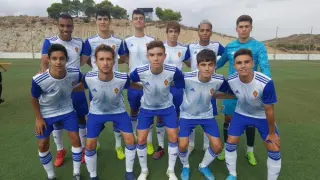 Once inicial del Real Zaragoza, Liga Nacional Juvenil, ante el San José.