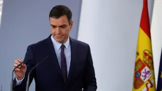 El presidente del Gobierno, Pedro Sánchez, en la rueda de prensa tras conocerse la sentencia