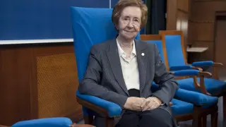 Margarita Salas, cuando fue nombrada senadora honoraria de la Facultad de Ciencias de la Universidad de Zaragoza.