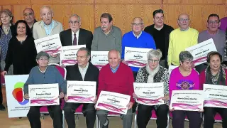 Los homenajeados este sábado por la Academia de la Jota de Aragón en Andorra, con responsables de la entidad desplazados a la localidad.