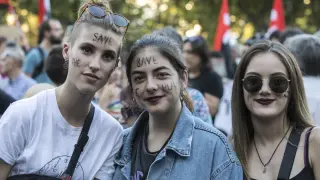 Jóvenes estudiantes durante la manifestación por la emergencia climática, celebrada el pasado mes de septiembre en Zaragoza