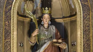 La imagen de Santa Águeda que se venera en la iglesia del Portillo.