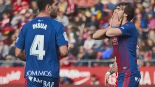 Imagen del choque de esta tarde entre el Girona FC y la SD Huesca