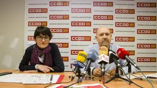 Marta Arjol y Manuel Pina, de CC. OO. han presentado esta mañana el informe