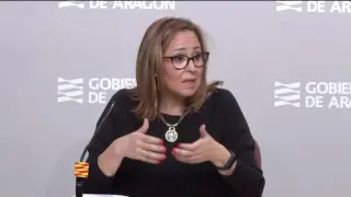 Mayte Pérez, consejera de Presidencia, durante la rueda de prensa de este lunes.