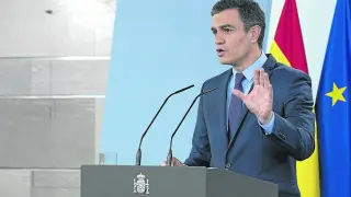 Sánchez comparece, el domingo pasado, en la Moncloa tras reunirse por videoconferencia con los presidentes autonómicos.