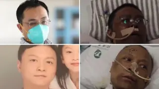 Los dos médicos chinos que han despertado del coma con la piel negra tras padecer coronavirus.
