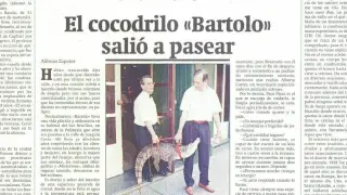 El cocodrilo Bartolo, en un reportaje de HERALDO de 1994.