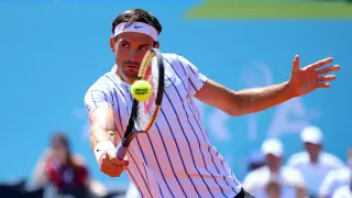 Tennis - Adria Tour - Zadar, Croatia - June 20, 2020 Bulgaria's Grigor Dimitrov in action during his match against Croatia's Borna Coric REUTERS/Antonio Bronic [[[REUTERS VOCENTO]]] TENNIS-CROATIA-DJOKOVIC/