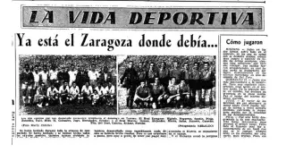 Apertura de la sección de Deportes de HERALDO DE ARAGÓN el martes 10 de julio de 1951. El Real Zaragoza acababa de ascender al ganar 3-2 al Real Murcia en Torrero.