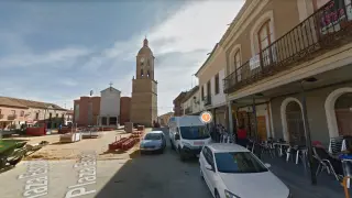 Una imagen del puesto de administración de lotería de la plaza de España, en la localidad villasoletana de Mayorga.