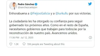 Tuit que Pedro Sánchez ha dedicado a los presidentes.