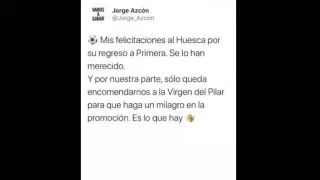 Captura de Twitter del tuit del alcalde de Zaragoza, Jorge Azcón.