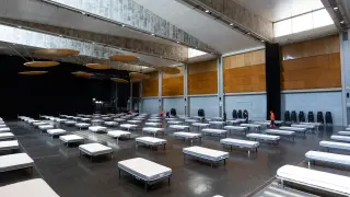 La sala Multiusos del Auditorio de Zaragoza está siendo acondicionada para acoger a pacientes asintomáticos.
