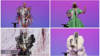 Lady Gaga accepts the awards for Best Collaboration for "Rain On Me", Artist of the Year, Song of the Year, and the Tricon Award during the 2020 MTV VMAs in this combination picture of screen grab images made available on August 30, 2020. VIACOM/Handout via REUTERS ATTENTION EDITORS - THIS IMAGE HAS BEEN SUPPLIED BY A THIRD PARTY. EDITORIAL USE ONLY. NO RESALES. NO ARCHIVES. THIS IMAGE WAS PROCESSED BY REUTERS TO ENHANCE QUALITY, UNPROCESSED VERSIONS HAVE BEEN PROVIDED SEPARATELY. TPX IMAGES OF THE DAY [[[REUTERS VOCENTO]]] AWARDS-VMA/