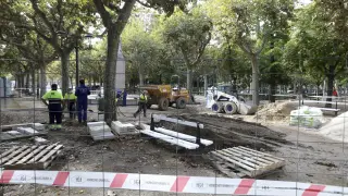 Continúan las obras en el parque Miguel Servet