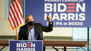 Barack Obama, durante su intervención en Filadelfia en la campaña de Joe Biden.