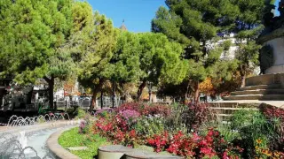 Trabajos de renovación que el servicio de Parques, Jardines e Infraestructuras Verdes ha iniciado en la Plaza de los Sitios de Zaragoza