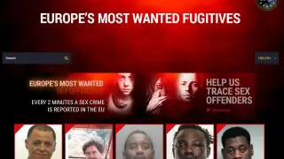 Portada de la web de Europol para buscar delincuentes sexuales.