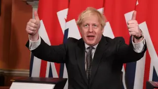 Boris Johnson, exultante tras firmar el acuerdo del 'brexit'