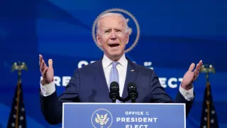 U.S. President-elect Joe Biden holds news conference at transition headquarters in Wilmington, Delaware
