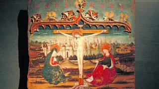 Tabla del Calvario. Esta pintura sobre tabla del siglo XV, atribuida a PedroGarcía de Benabarre, se encuentra en exposición permanente en el Museo de Lérida. Es una de las más valiosas y está catalogada como BIC.