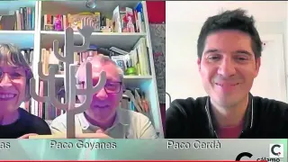 Paco Cerdà (a la derecha) recibe virtualmente el premio Cálamo al mejor libro de 2020 por ‘El peón’.