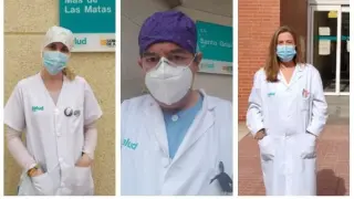 De izquierda a derecha, Pilar Borrás (coordinadora del C. S. Mas de las Matas), Ramón Boira (médico del Santo Grial) y Pilar Lafuente (del Centro de Salud Delicias Norte).