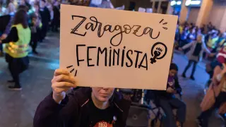 Manifestación del 8-M en Zaragoza, en marzo de 2020.