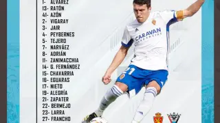 Lista de convocados del Real Zaragoza.