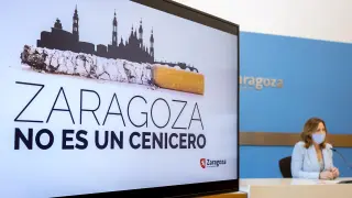 Natalia Chueca, en la presentación de la campaña "Zaragoza no es un cenicero"