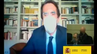 Aznar, con mascarilla en su declaración telemática