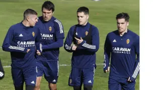 Zanimacchia, Zapater, Tejero y Larrazabal en el entrenamiento.