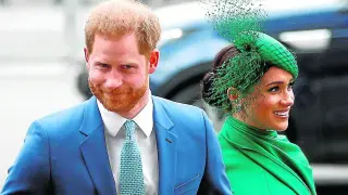 El Principe Enrique y Meghan Markle, en Londres, en marzo de 2020.