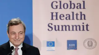 Mario Draghi, el pasado viernes en la reunión virtual del G-20 sobre la pandemia.