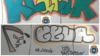 Pintadas denunciadas por la Policía Local de Huesca.