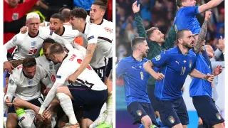Celebración de los jugadores de Inglaterra e Italia en semifinales